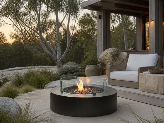 Cana Low Round Gas Fire Pit Table