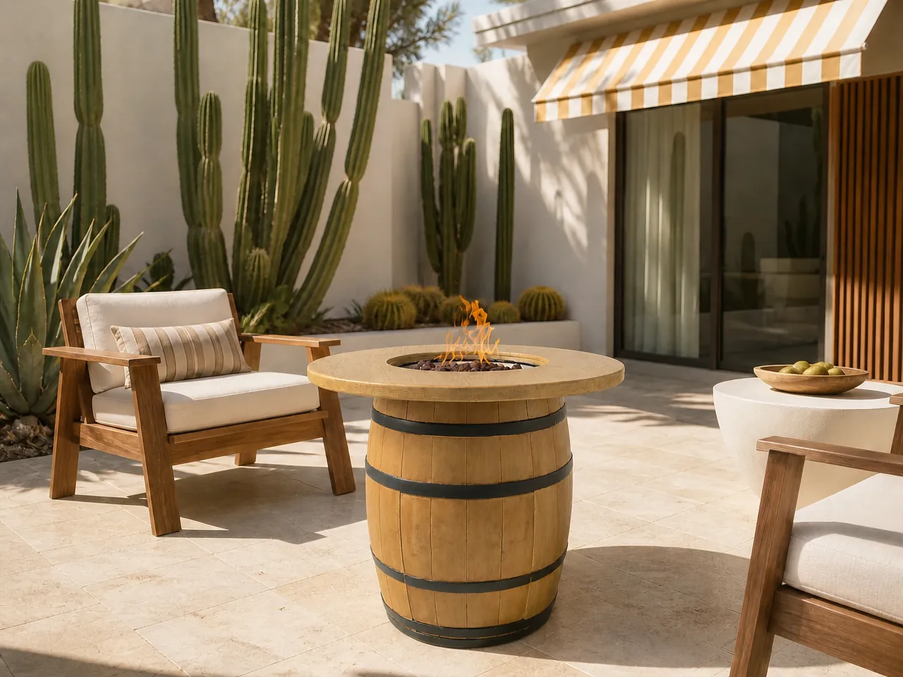Fire Pit Thailand collection inspiration: Amani Round Barrel-Shaped Gas Fire Pit Table