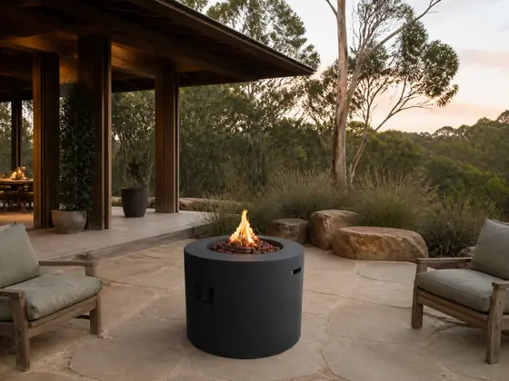 Romy Round Gas Fire Pit Column