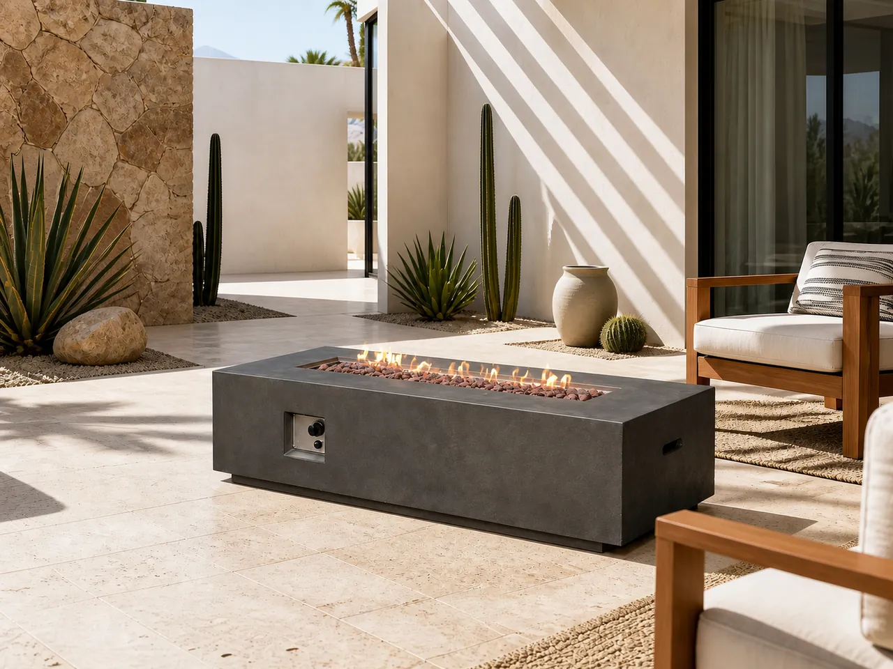 Fire Pit Thailand collection inspiration: Arden Rectangular Gas Fire Pit Table