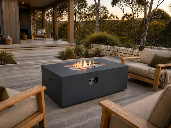 Nero Rectangular Gas Fire Pit Table