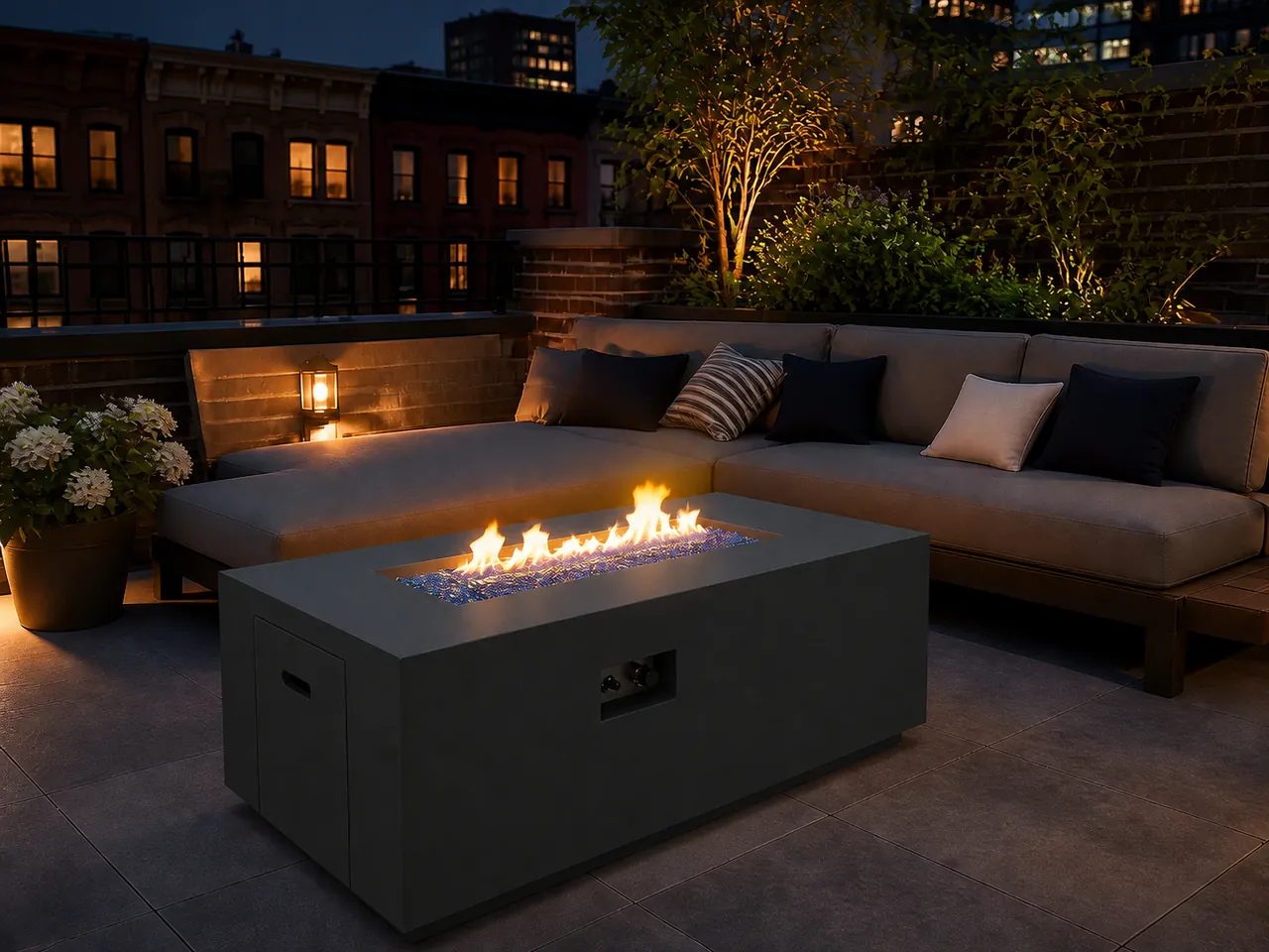 Fire Pit Thailand collection inspiration: Nero Rectangular Gas Fire Pit Table