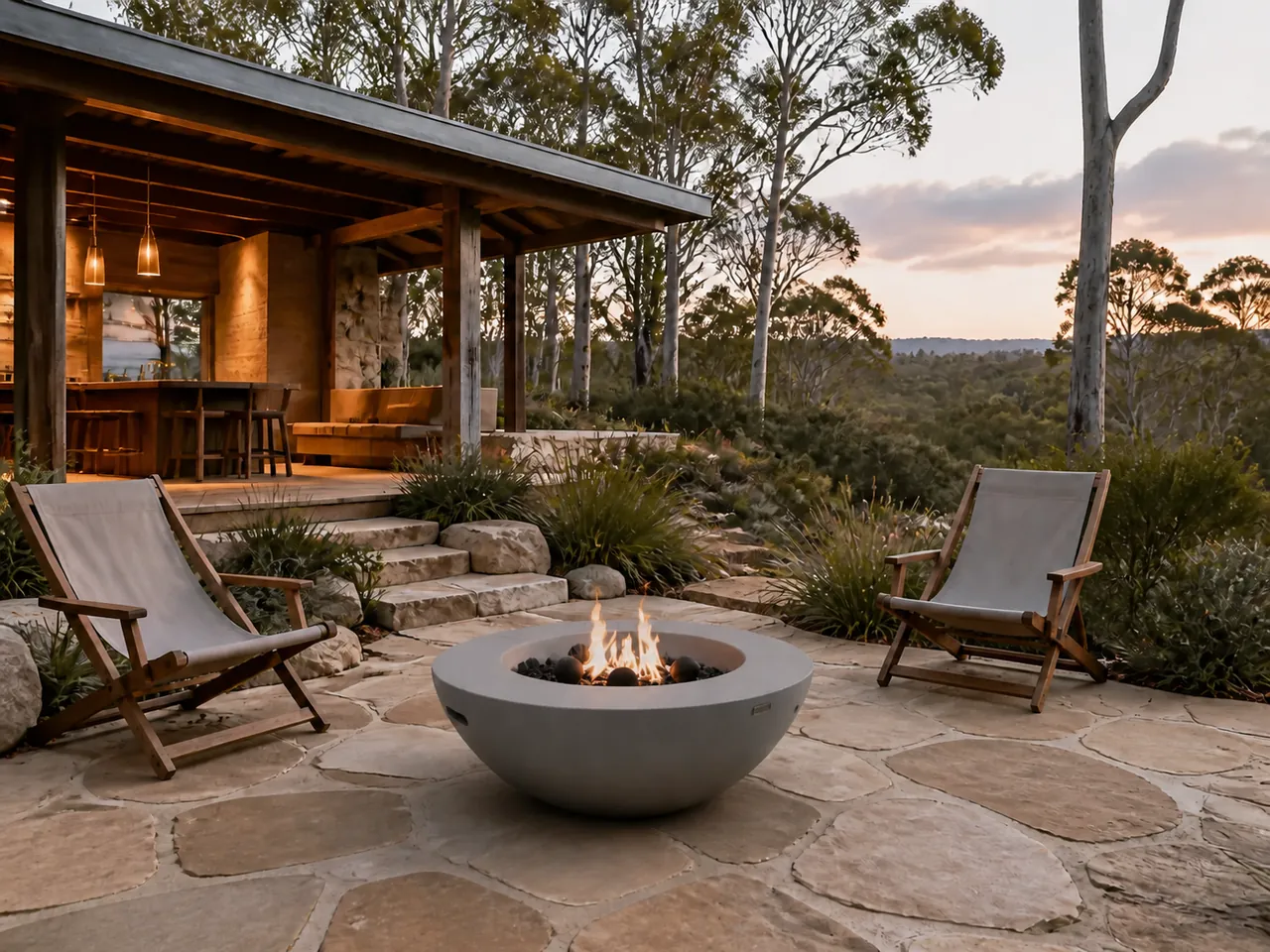 Outdoor Dining with a Fire Pit Table