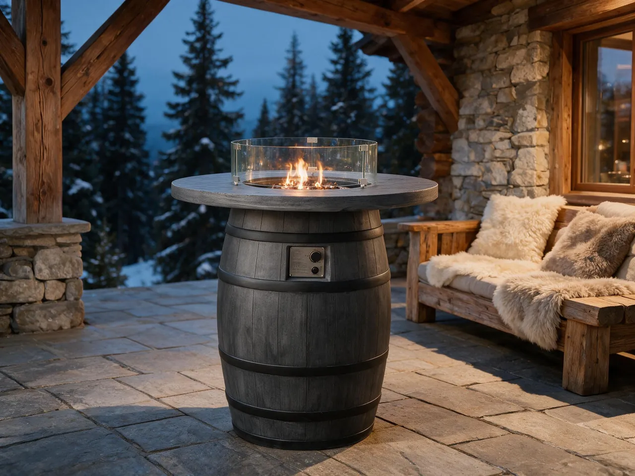 Fire Pit Thailand collection inspiration: Mora Round Barrel-Shaped Gas Fire Pit Table