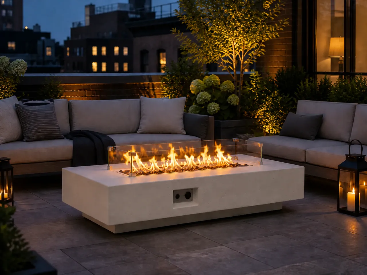Fire Pit Thailand collection inspiration: Valen Rectangular Gas Fire Pit Table